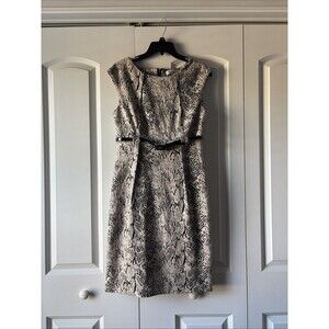 CALVIN KLEIN Womens Snake Print Tan Black Sleeveless Sheath Dress Size 4